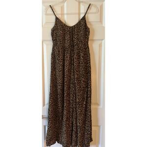 Madewell Wide Leg Jumpsuit "Lucie" Smocked Leopard Print Size 2